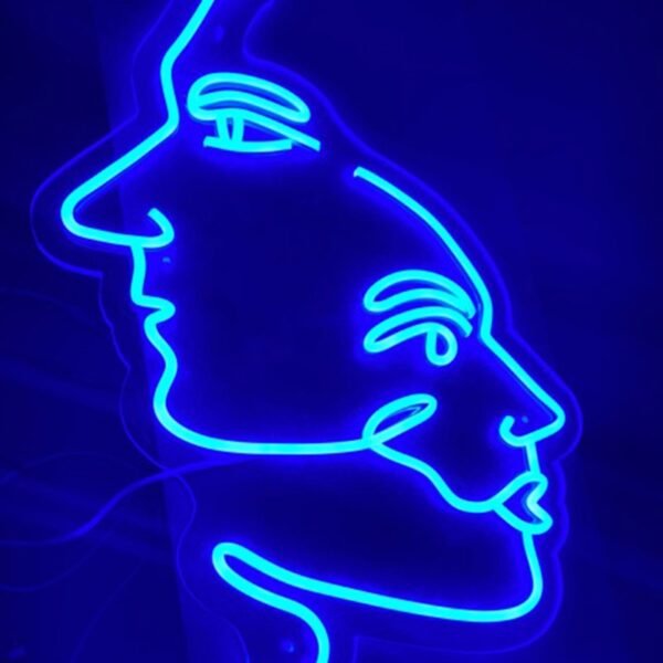 two face neon sign