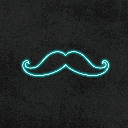 Mustache blue neon sign