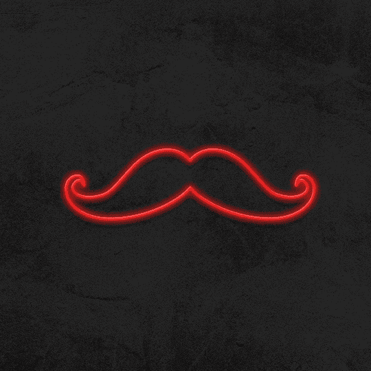mustache red neon sign