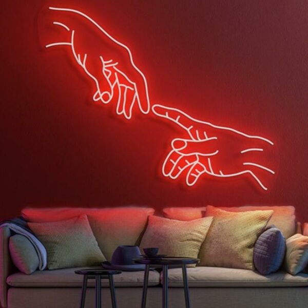 together fingers neon sign